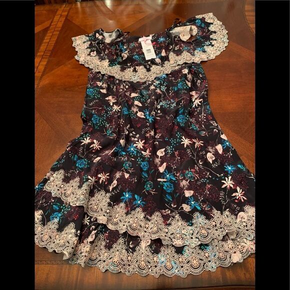 Parker thatcher crochet trim 100% silk mini dress💥 size S, NWT - Picture 5 of 11